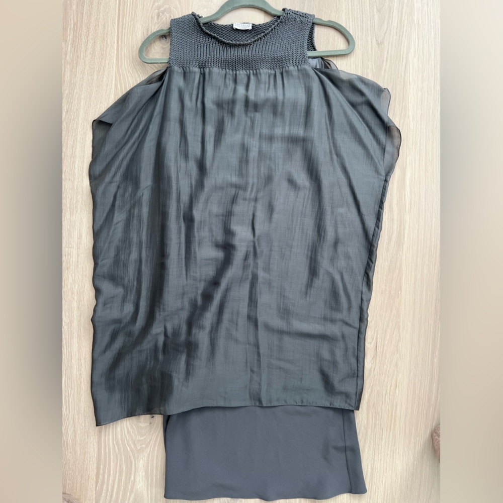 Brunello Cucinelli grey silk dress